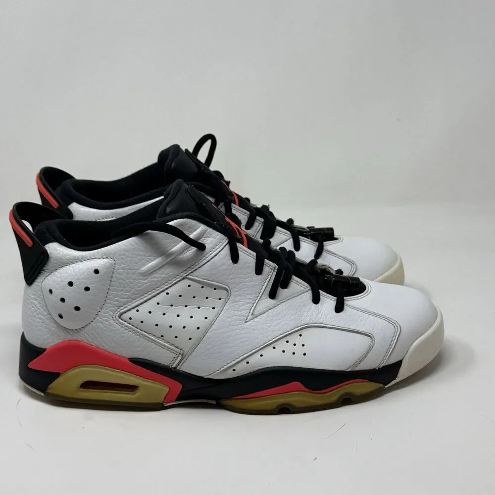 Nike Air Jordan 6 Retro Low Sneakers Shoes Mens 10.5 White Infrared Black 304401